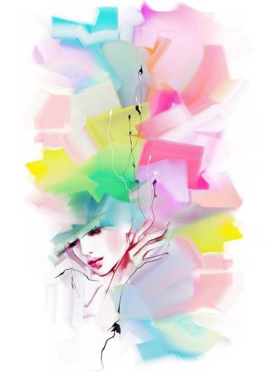 素描風(fēng)格的時尚女孩.圖片