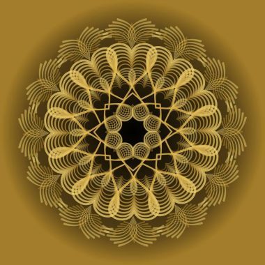 金色圆形曼荼罗精神训练和冥想和光学艺术风