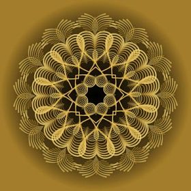 金色圆形曼荼罗精神训练和冥想和光学艺术风