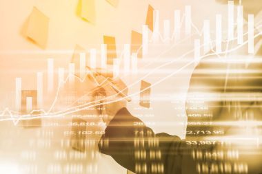 雙曝光商人在股票金融交易所。股票