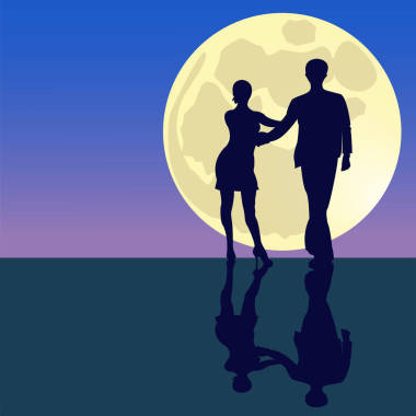 拉丁舞蹈剪影在月光下