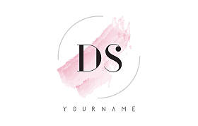 圆形画笔图案 ds D S 水彩字母标志设计