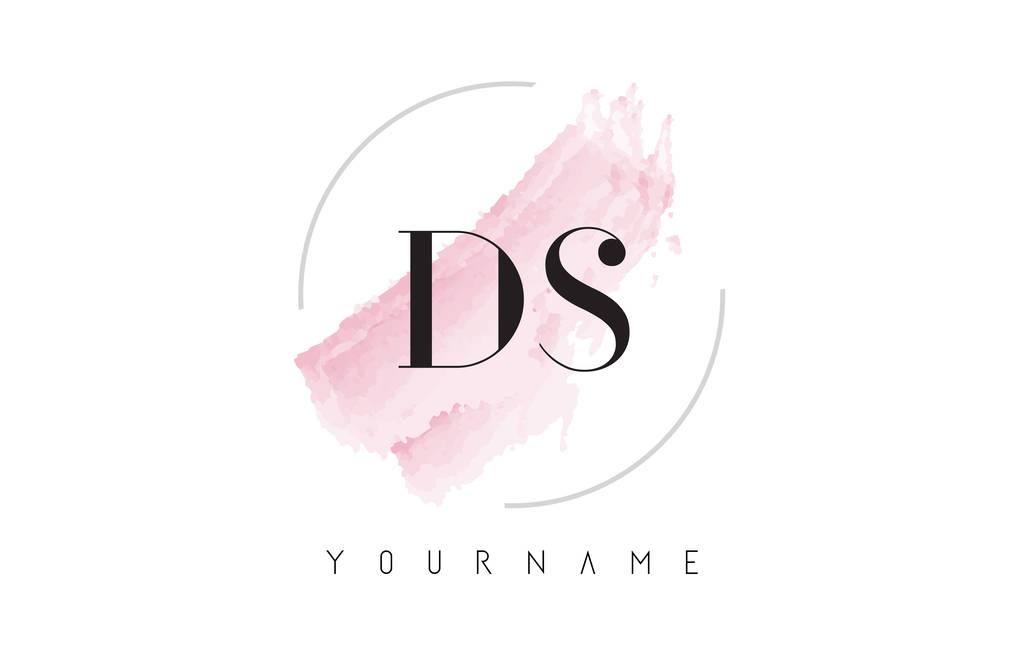 圆形画笔图案 ds D S 水彩字母标志设计