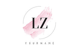 Lz L Z 水彩字母标志设计与圆形画笔图案