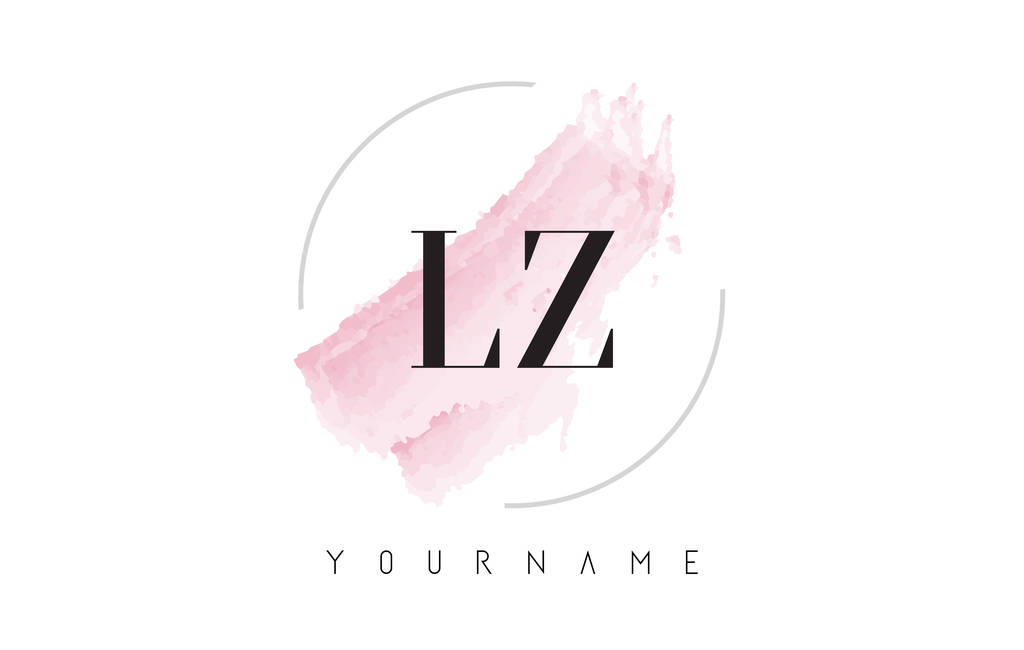 Lz L Z 水彩字母标志设计与圆形画笔图案