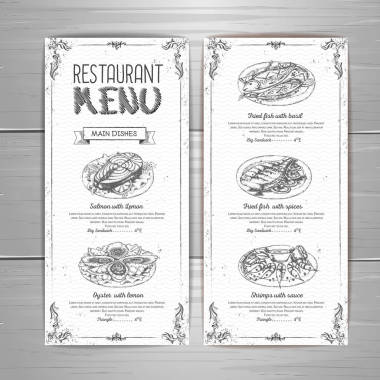手繪圖的餐廳，菜單設計照片