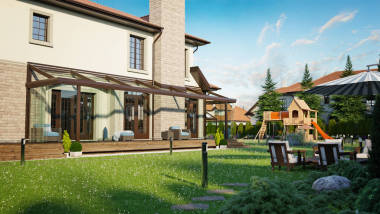 豪华家庭的房子与美化照片