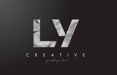 Ly L Y 字母標志與斑馬線條紋理設(shè)計矢量