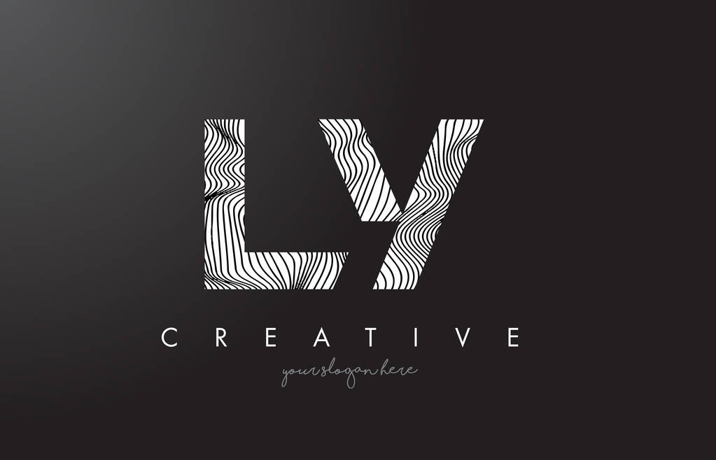 Ly L Y 字母标志与斑马线条纹理设计矢量