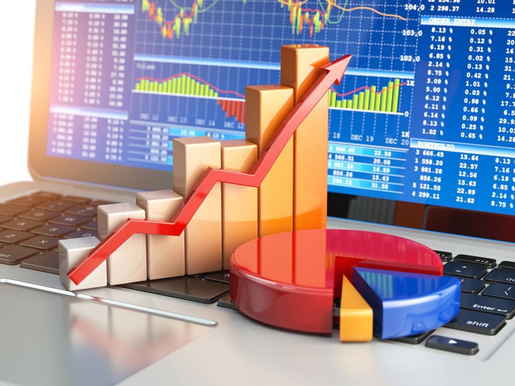 股票市场的网上业务概念。图和 lapto 图 股票市场的网上业务概念。图和 lapto 图