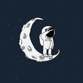 在新月的小太空人图片