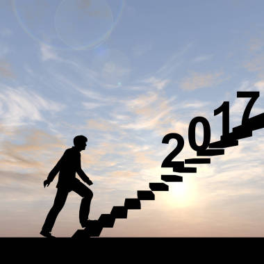 男商人在樓梯上