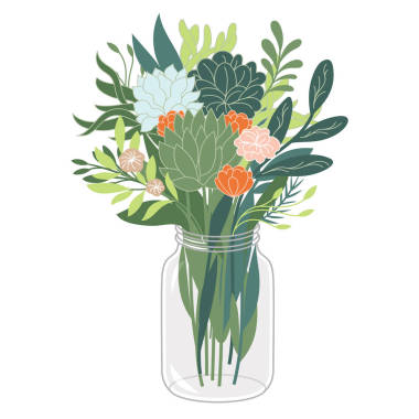 美麗的花朵在罐子里照片