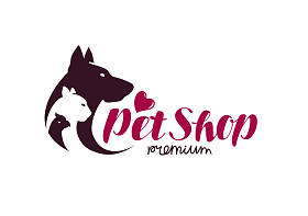 宠物店的标志。动物猫、 狗、 鹦鹉图标。矢量图