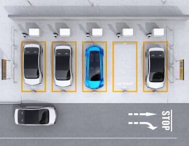 停車場的汽車共享業(yè)務(wù)的鳥瞰圖