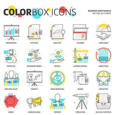 颜色框图标、 商业背景和图形