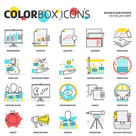 颜色框图标、 商业背景和图形