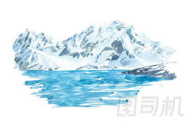 自然美麗的冬天景觀山和湖圖