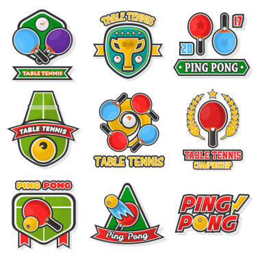 乒乓球彩色徽標(biāo)標(biāo)簽圖片