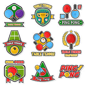 乒乓球彩色徽标标签图片