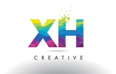 Xh X H 多彩字母折纸三角形设计矢量