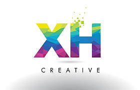 Xh X H 多彩字母折纸三角形设计矢量