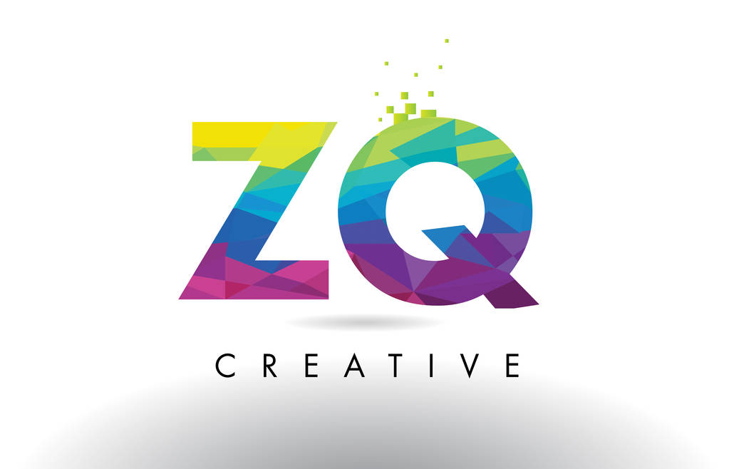 Zq Z Q 多彩字母折纸三角形设计矢量