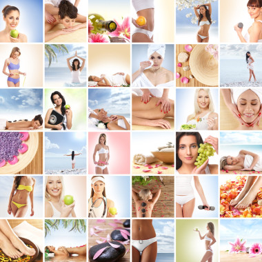 美麗的水療和健康拼貼畫(huà)作出很多的元素