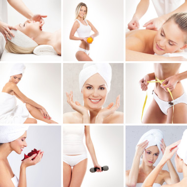 許多不同元素組成的 spa 拼貼畫