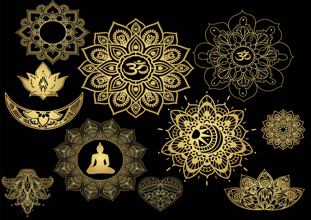 佛陀和曼陀罗的贴纸图片 佛陀和曼陀罗的贴纸图片