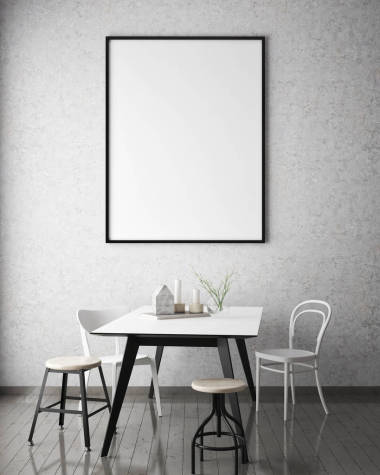 小樣在時髦室內背景、 斯堪的納維亞風格、 3d 渲染、 3d 插圖海報幀