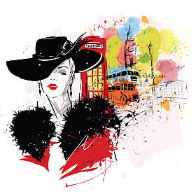 在素描风格的时尚女孩。垃圾摇滚图