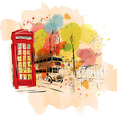 歐洲國家的首都，素描，倫敦，現(xiàn)代主義風(fēng)