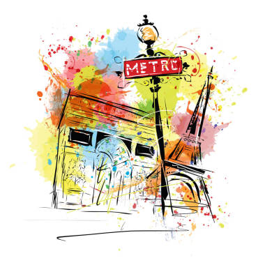 歐洲國家的首都，素描，巴黎，現(xiàn)代主義風(fēng)