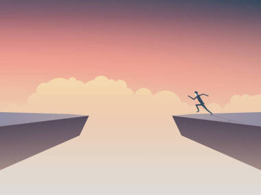 要跳過差距二峭壁之間的商人。業(yè)務(wù)風(fēng)險(xiǎn)、 勇氣、 決心、 動(dòng)機(jī)的象