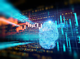 指纹扫描蓝色技术图图片