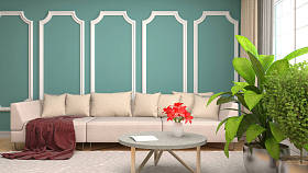 内政部与沙发。3d 图