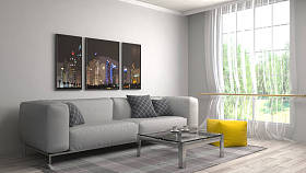 内政部与沙发。3d 图