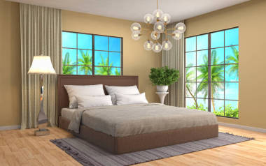 室內(nèi)裝飾臥室。3d 圖