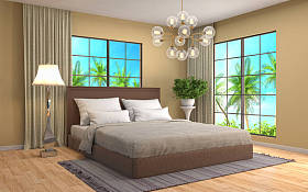 室内装饰卧室。3d 图