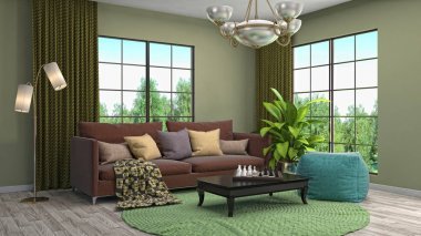 起居室內(nèi)。3d 圖圖片