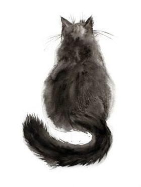 水彩的黑猫