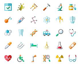 医药彩色图标矢量