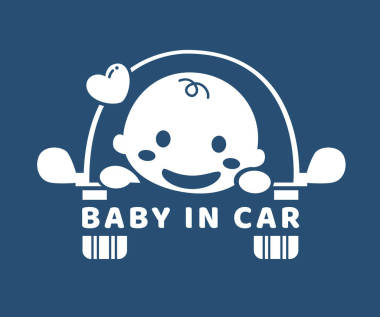 嬰兒在車里。貼 紙