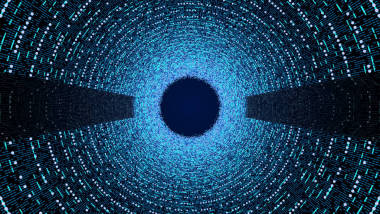 抽象的蓝色未来派隧道图技术概念