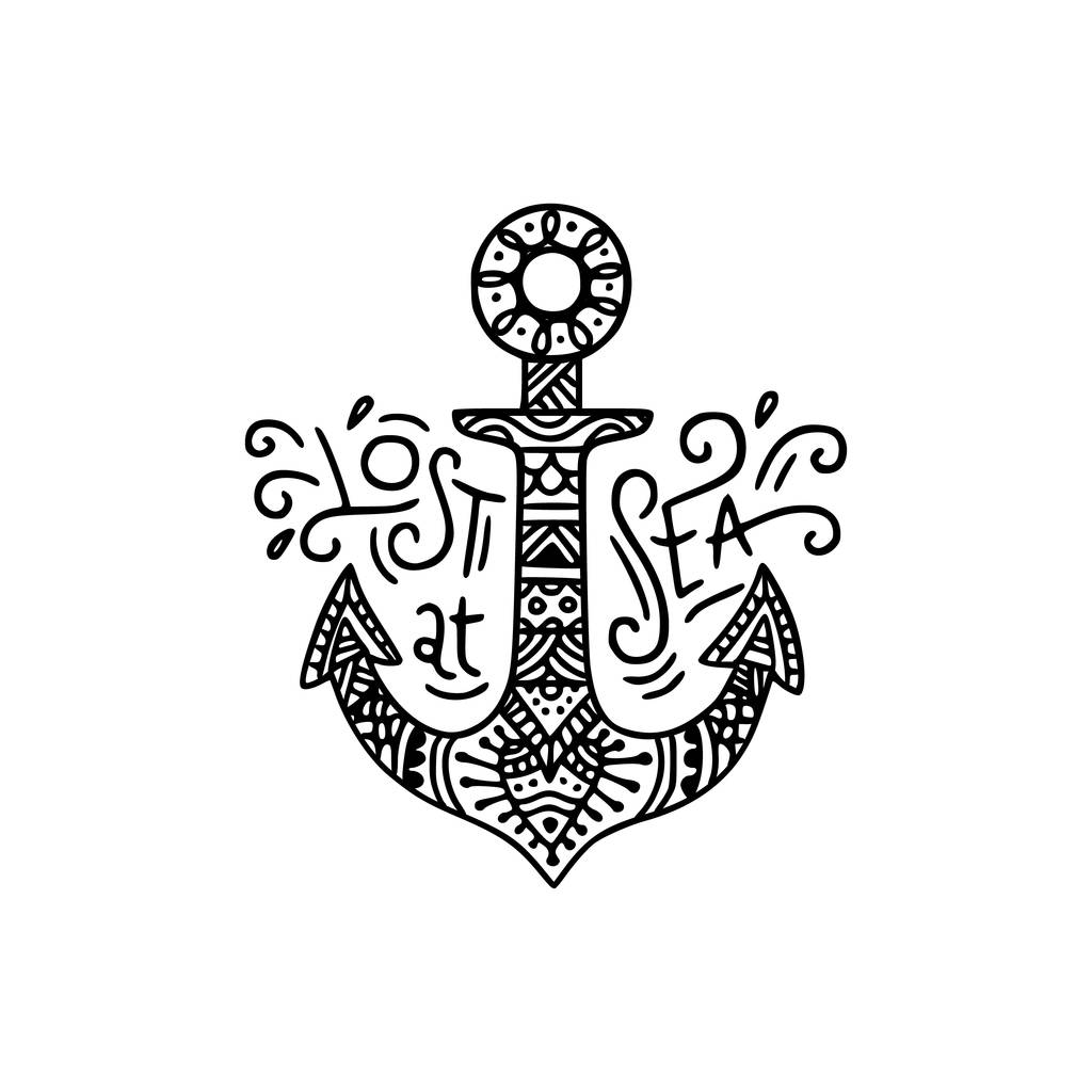 手拉的锚与刻字