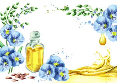 亞麻產(chǎn)品卡。水彩圖片