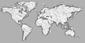 矢量空白撕裂弄皱的纸剪出白色剪影类似世界地图单色世界地图模板网站设计图表。详细的地球的平面图形，插图黑色，灰色的背景