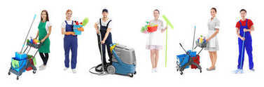 專業(yè)的白色背景清潔服務(wù)人員圖片