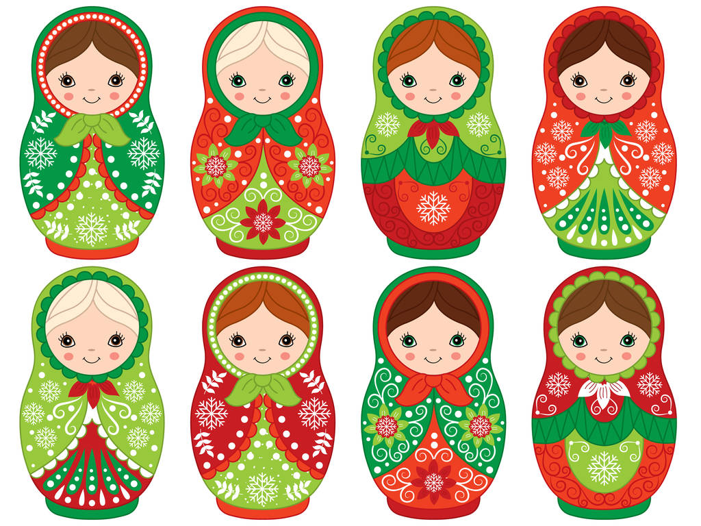 向量俄罗斯传统套娃集向量俄罗斯套娃圣诞节俄式套娃剪纸艺术 向量俄罗斯传统套娃集向量俄罗斯套娃圣诞节俄式套娃剪纸艺术